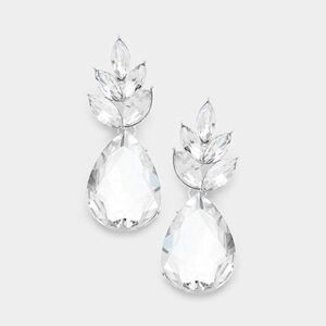 Marquise Clear Crystal Cluster Teardrop Earrings